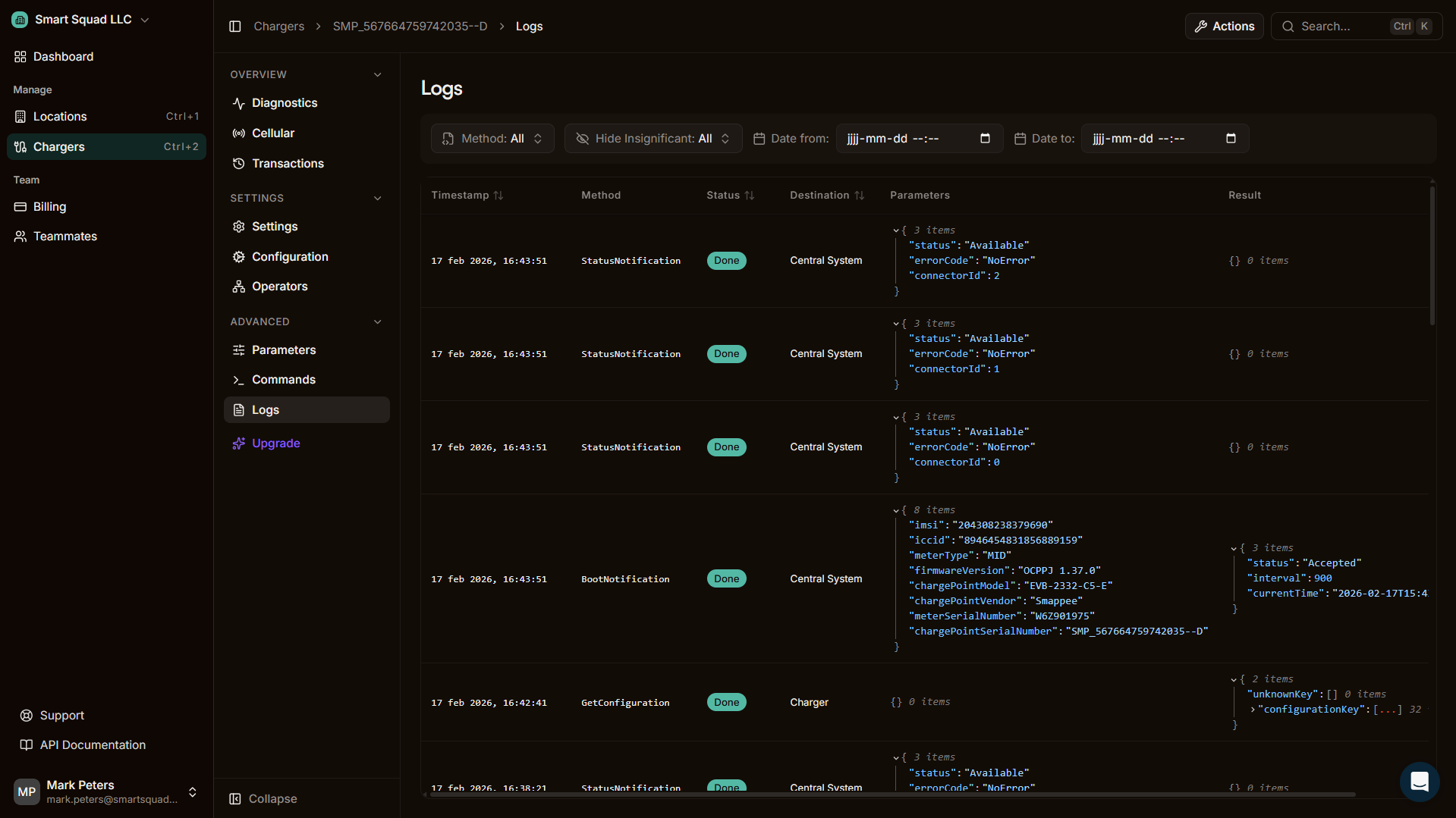 Plugchoice Web Portal charger management