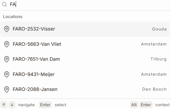 Command palette for quick actions